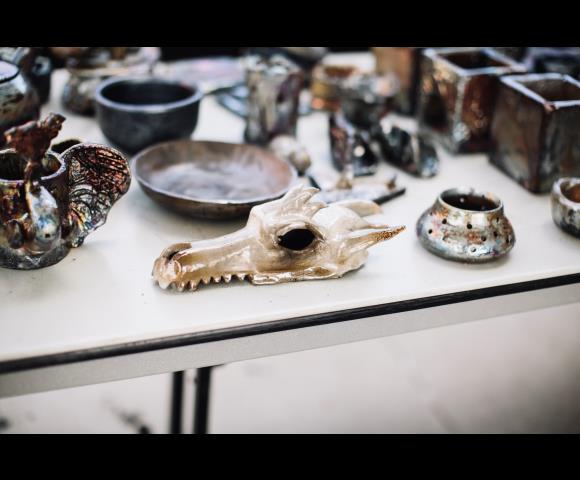 Raku-Fired Pottery, shaped like animal skull